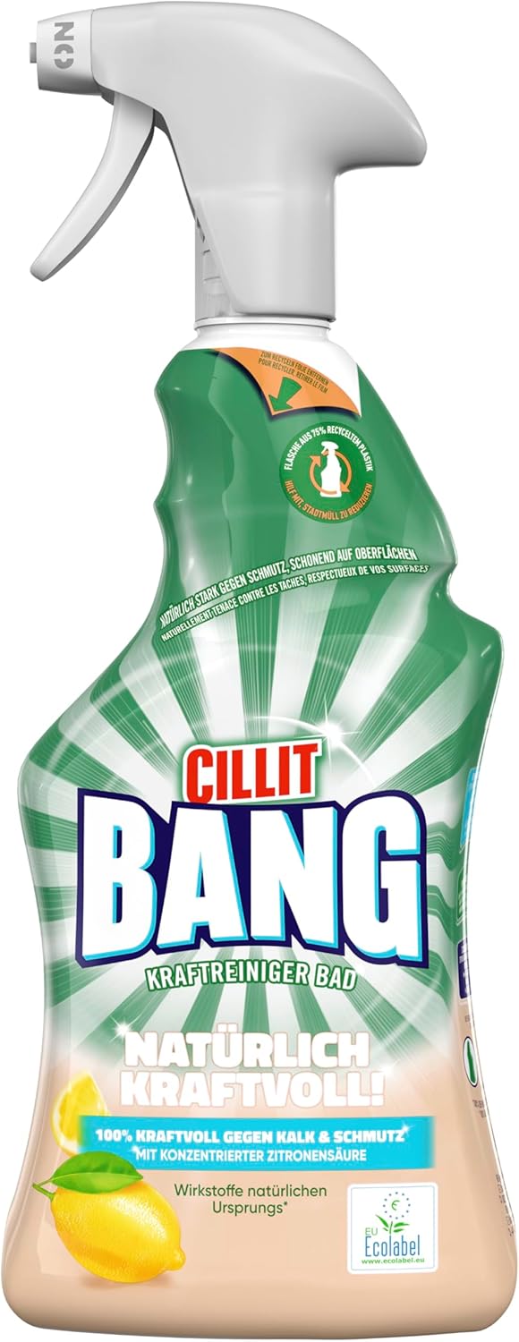 Cillit Bang Natural Power Cleaner Bathroom - Against Limescale & Dirt - Ingredients of 100% Natural Origin - 1 x 750 ml Bathroom Cleaner
